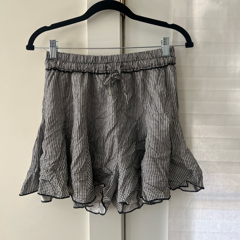 Ruffle Checkerboard Patterned Shorts